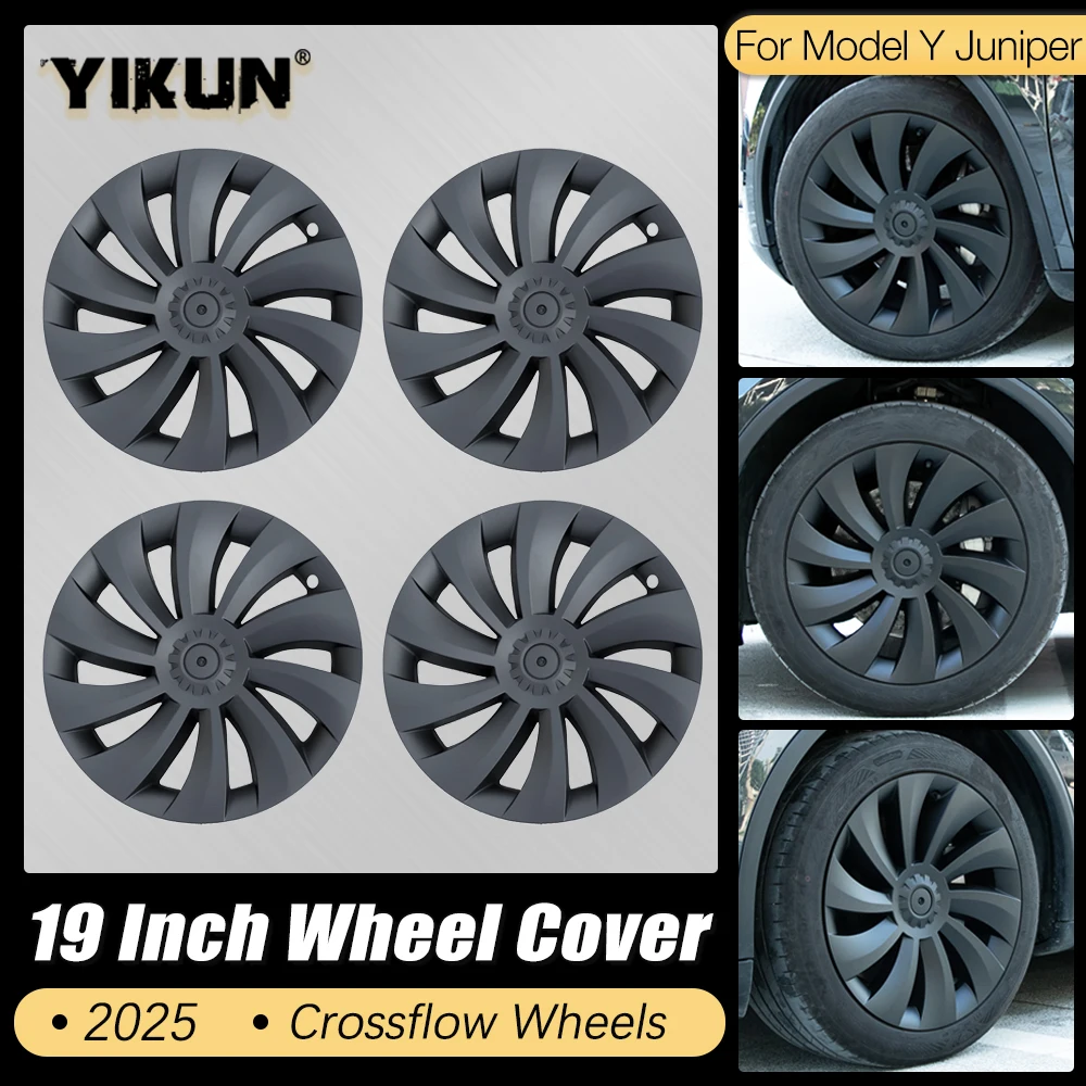 

4PCS Wheel Cap Car for Tesla Model Y Juniper 19Inch Crossflow Wheel HubCap Performance Replacement Auto Full Rim Accessorie 2025
