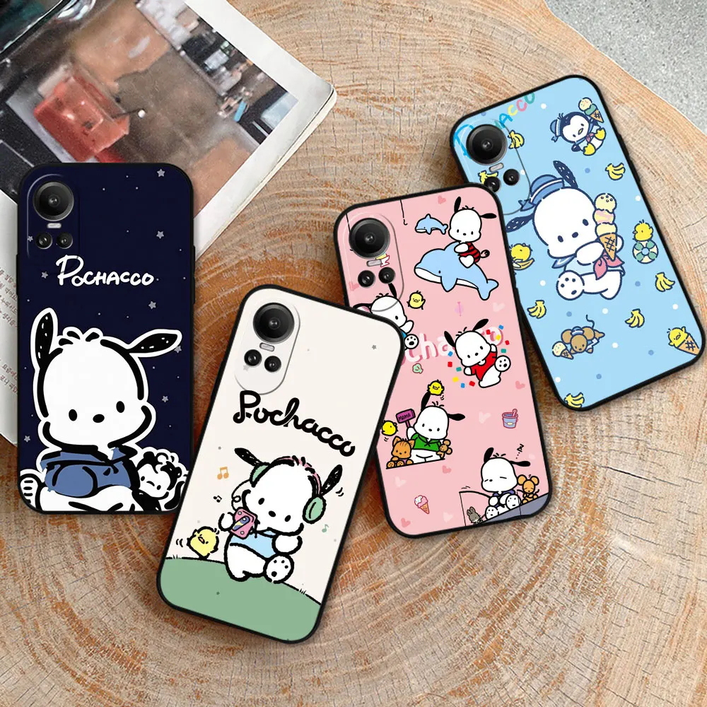 Cartoon Pochacco Phone Case For OPPO Reno 11 11F 10 10Xzoom 8 8T 8T4H 8Z 7 7Z 6 6Z 5 4 Pro Plus 4G 5G Soft Silicone Cover Cqoues