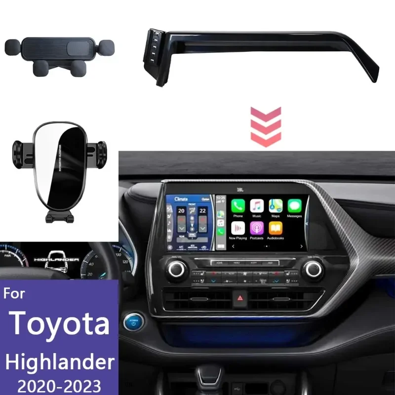 Car Phone Holder Screen Fixed Base For Toyota Highlander XU70 2020 2021 2022 2023 Mobile Phone Wireless Charging Gravity Mount