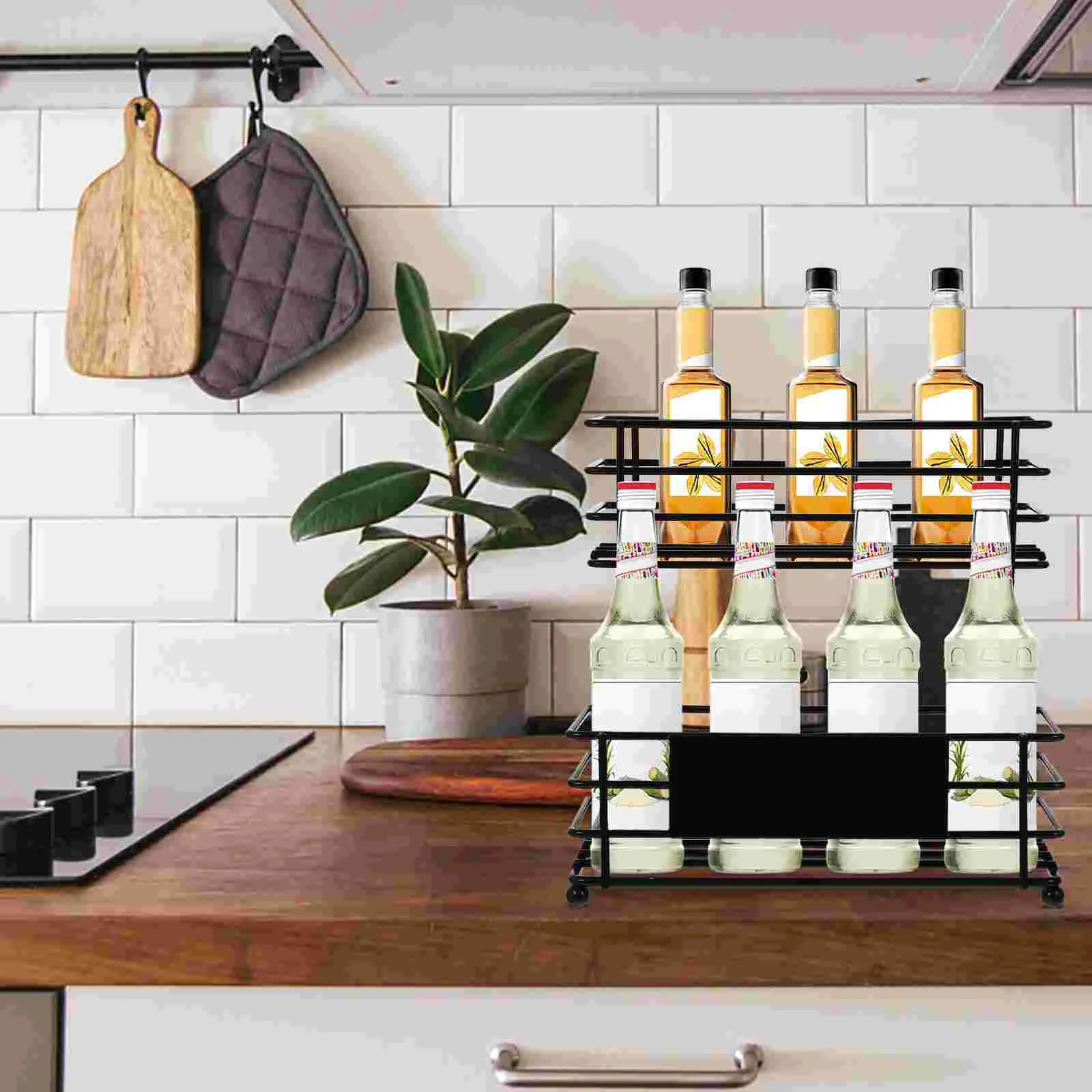 Organizer Kitchen Rack Storage Shelf Syrup Sauce Coffee Stand Bathroom Bottle Condiment Can Countertop Holder Bottles Cupboard