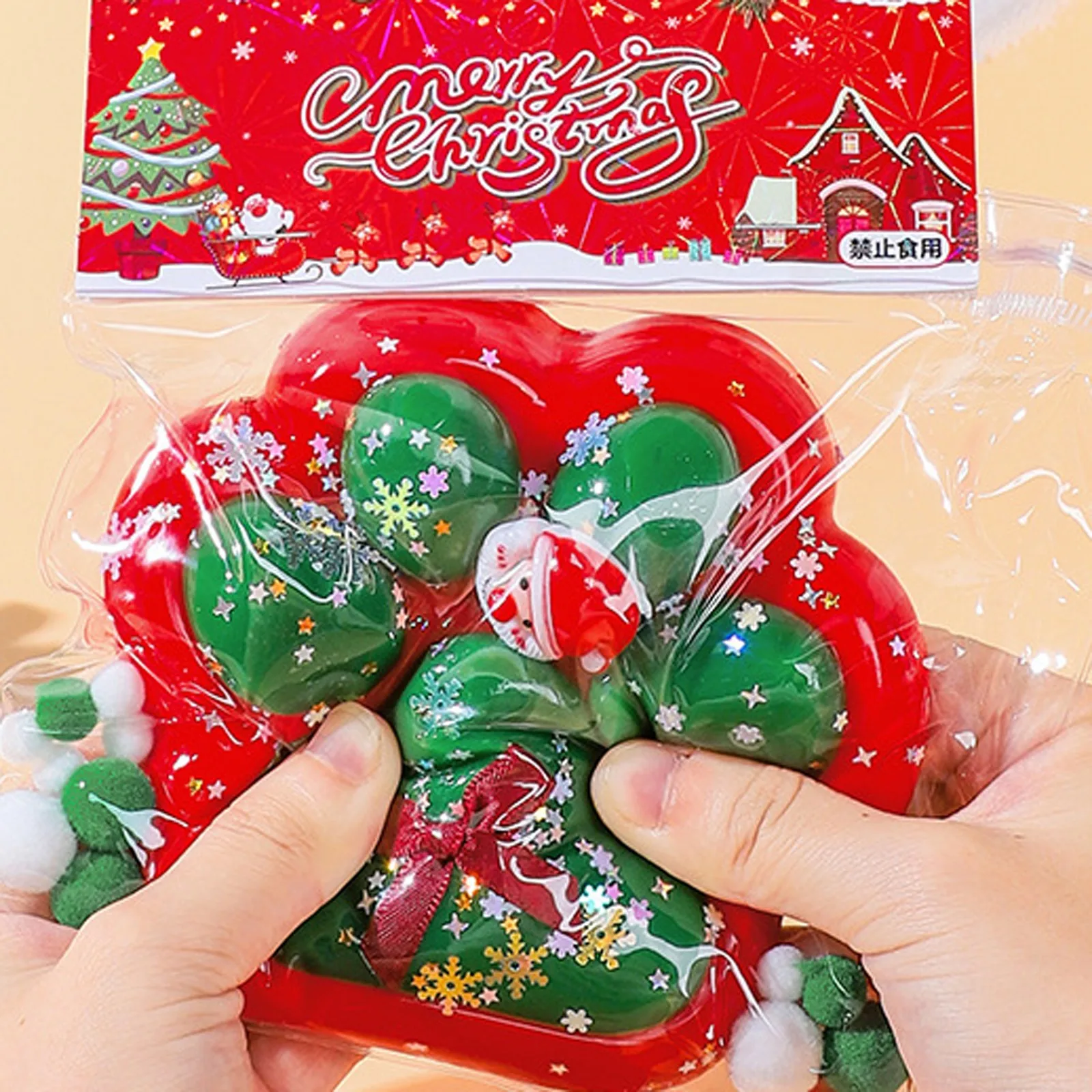 Creatief Nieuwigheid Kerst Thema Geperst Speelgoed Kat Klauw Vormige Stress Angst Relief Speelgoed Kantoor Studie Mooie Relax Benodigdheden