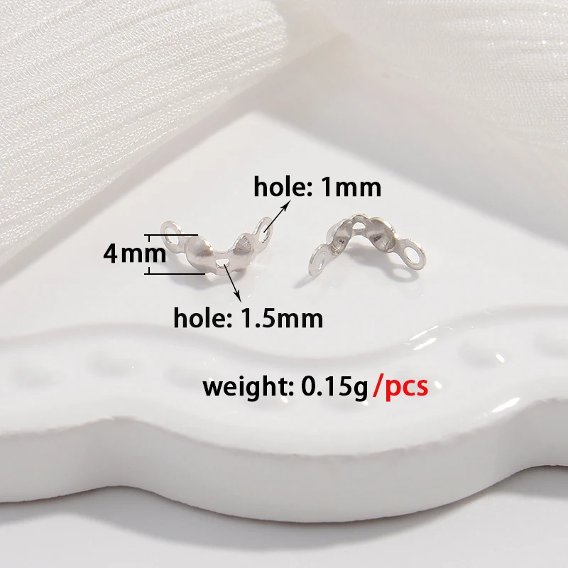 10pcs S925 Sterling Silver Cover Beads Caps End Crimps Beads Bracelets Necklace DIY Jewelry Making Supplies SK55