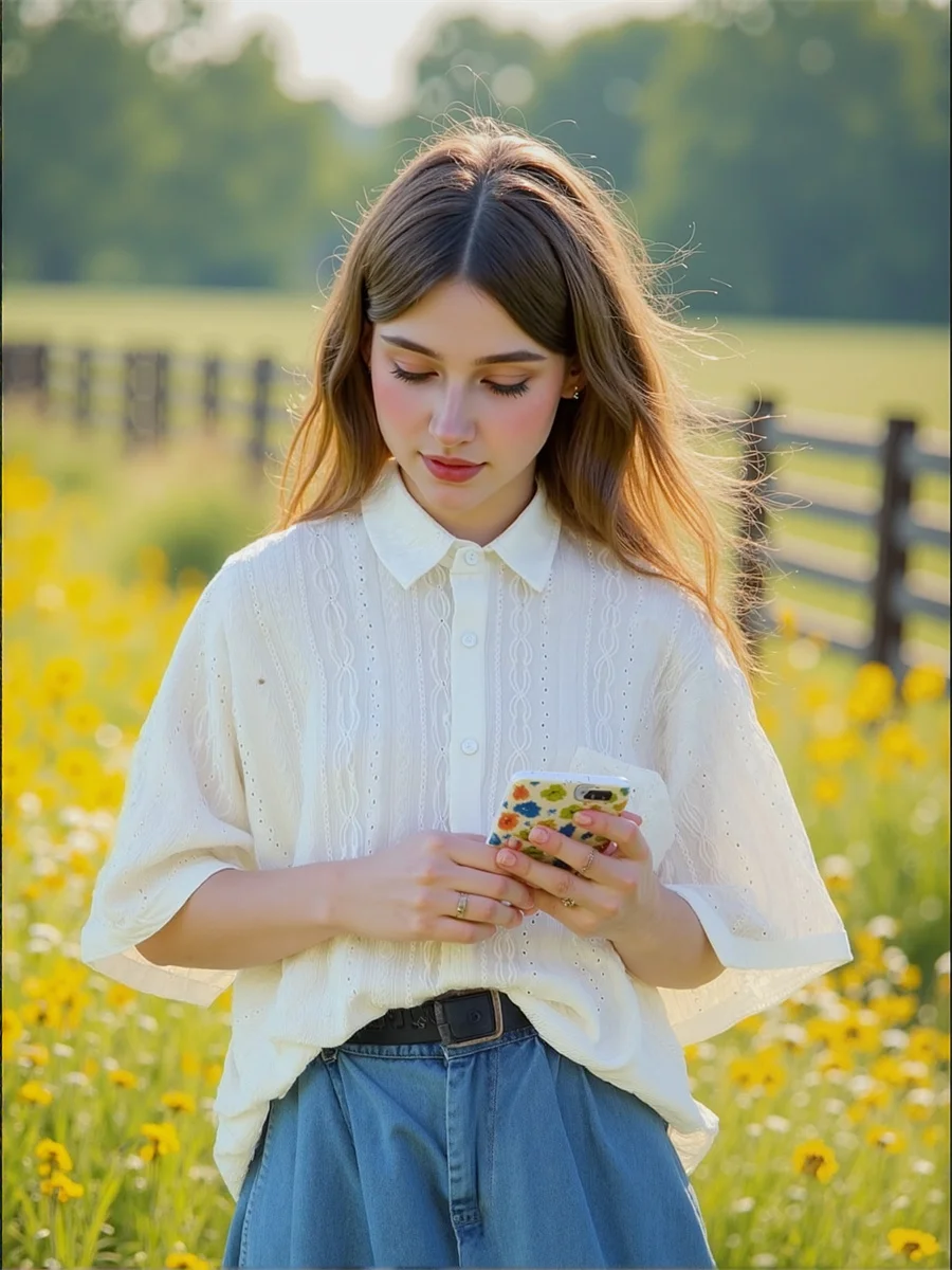 

Short Sleeve Shirts Women Turn-Down Collar Summer Lace Trim Panel Detail Front Button Elegant Chic Fashion Female Style Lady