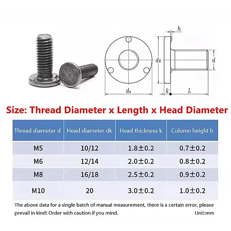 M5 M6 M8M10 Iron Color Flat Head Carbon Steel Welding Screw Three-Point Welding Studs For Metal Fabrication Repair Fastener Bolt