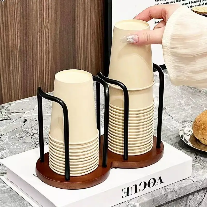 Desktop Disposable Paper Cup Holder, Stylish Countertop Cup Dispenser Storage Rack, High-grade Paper Cup Organizer for Home Coff