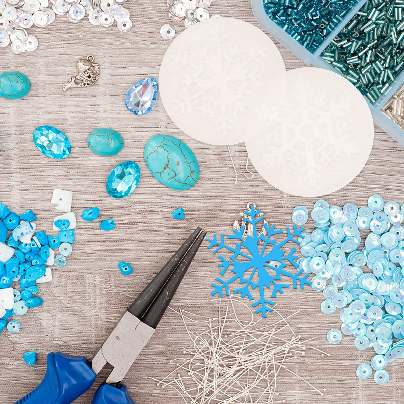 

5 Pcs Snowflake Ornament Pendant DIY Mobile Phone Decoration Tools Jewelry Making Clay Epoxy Resin Moulds Silicone