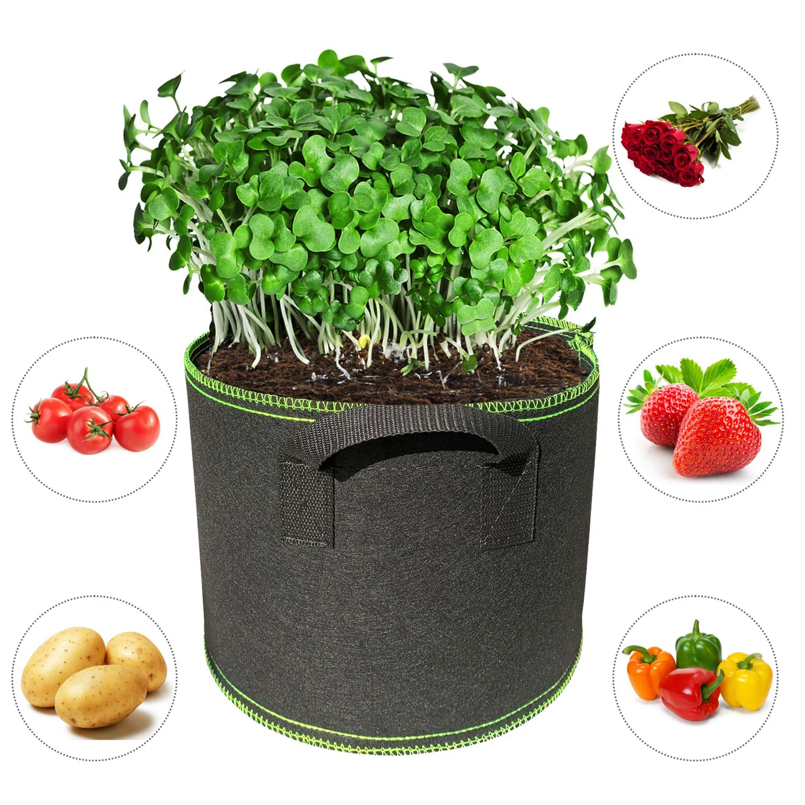 

Non-woven Grow Bags Thickened Non-woven Garden Plant Grow Bags for Vegetables and Flowers