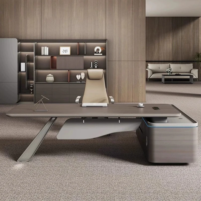 Light Luxury Boss Table Modern European Executive Right Cabinet Gaming Desk Standing Designer Storage Bureau Meuble Furniture