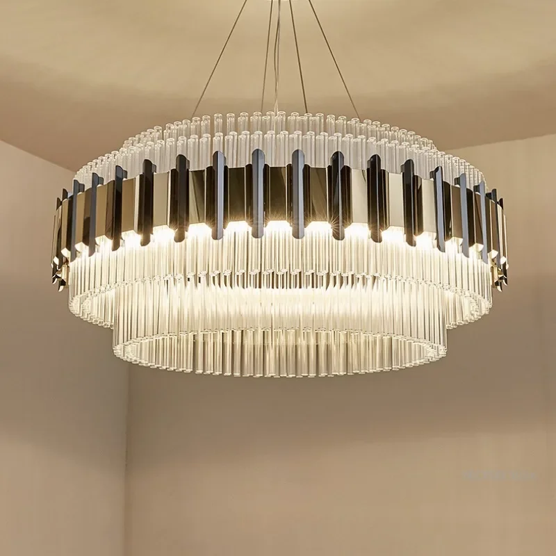 

GHJUYIOL Postmodern crystal chandelier, dining room bedroom lighting fixtures, modern minimalist villa light luxury living room