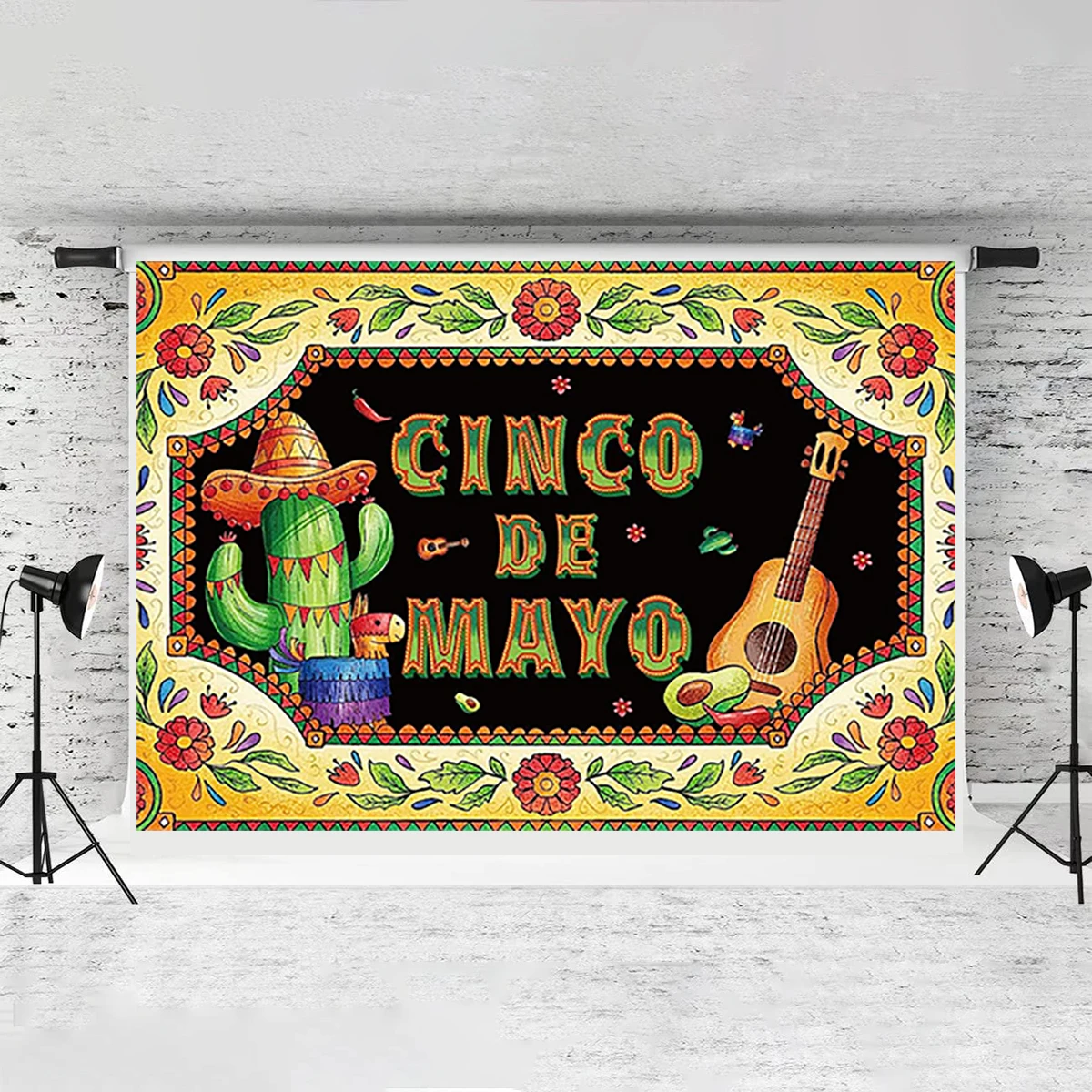 Cinco De Mayo Photo Booth Backdrop Mexican Fiesta May Indoor Outdoor Party Wall Background Decoration Name Words Customiz