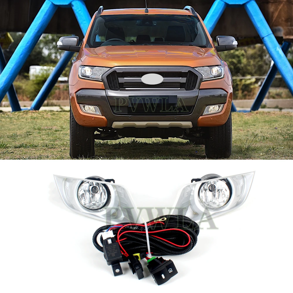 

For Ford Ranger Double Cab 2015 2016 2017 2018 Front Bumper Fog Light Fog Lamp With Halogen Bulbs