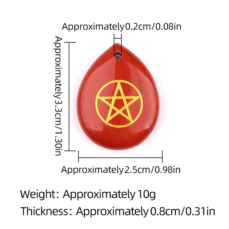 10pcs/lot Pentagram Symbol Natural Stone Pendant Crystal Teardrop Witchy Charm for Necklace Healing Gems Jewelry Making Supplies