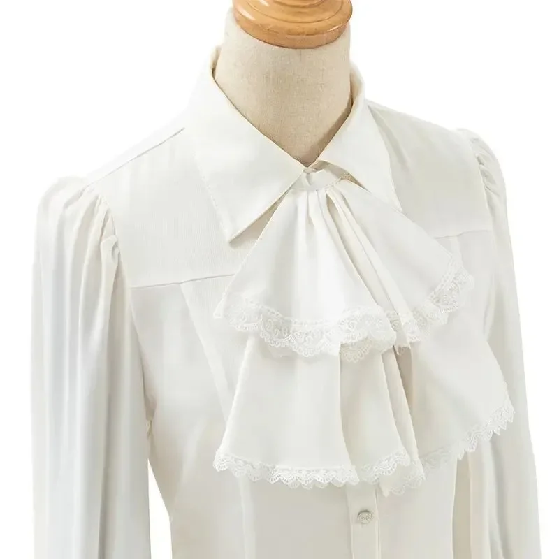 بلوزات يابانية من Camisas De Mujer لعام 2025 ملابس نسائية بأكمام طويلة قمصان بيضاء على طراز لوليتا بلوزة أنيقة عتيقة بفيونكة #5