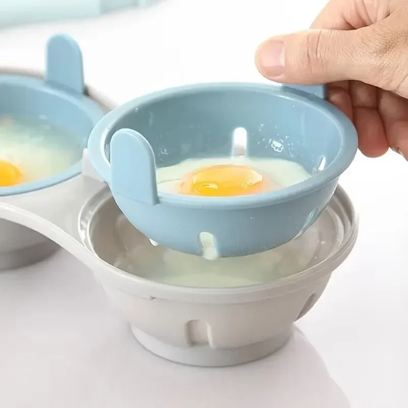 1pc Microwave Egg Cooker Plastic Steamer Convenient Fast Way To Cook Poached Eggs Breakfast Double Egg Cooker Kitchen Gadgets