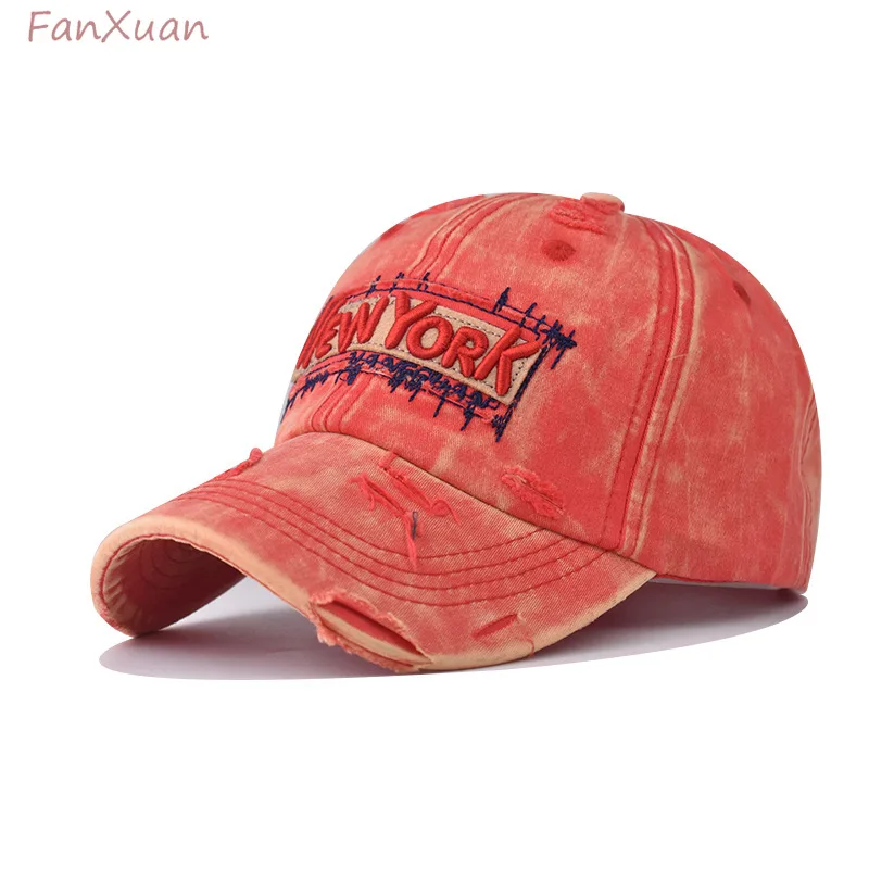 fashion baseball cap letters embroidered distressed washed cotton faded vintage spring summer cap sun hats unisex