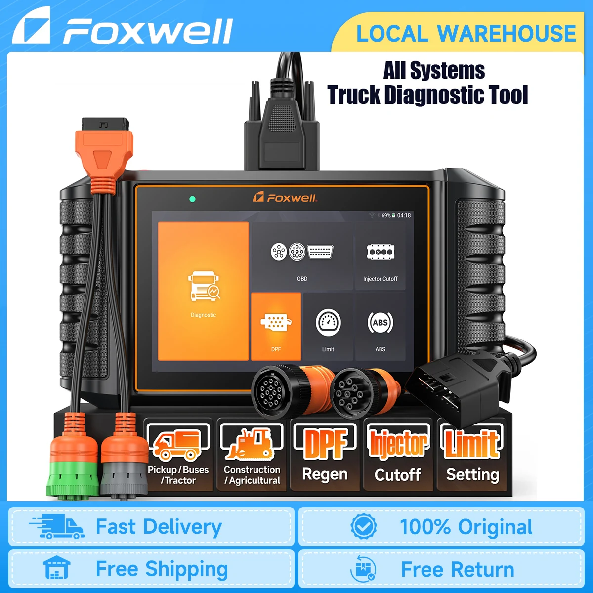

FOXWELL всесистемный сканер для дизельных грузовиков HD500 ABS D.PF реген-инжектор, ограничитель отключения, инструмент для диагностики тяжелых грузовиков