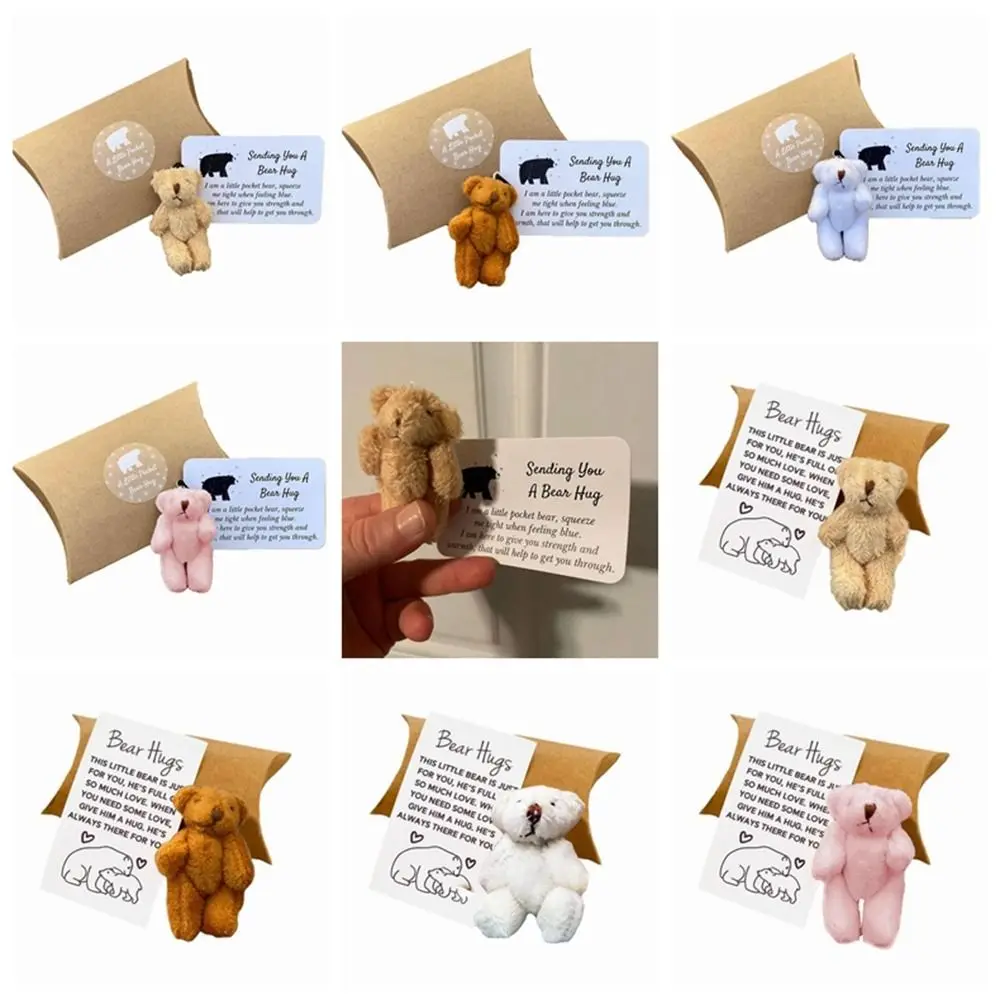 Portable Movable Plush Bear Mini Plush Bear Ornaments Handmade Bear Hugs Small Pocket Home Decor