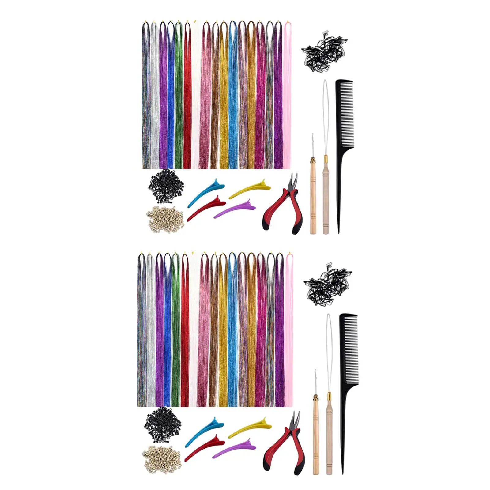 12-Color Tinsel Kit Multi-Color for Hair Styling Makeup Women