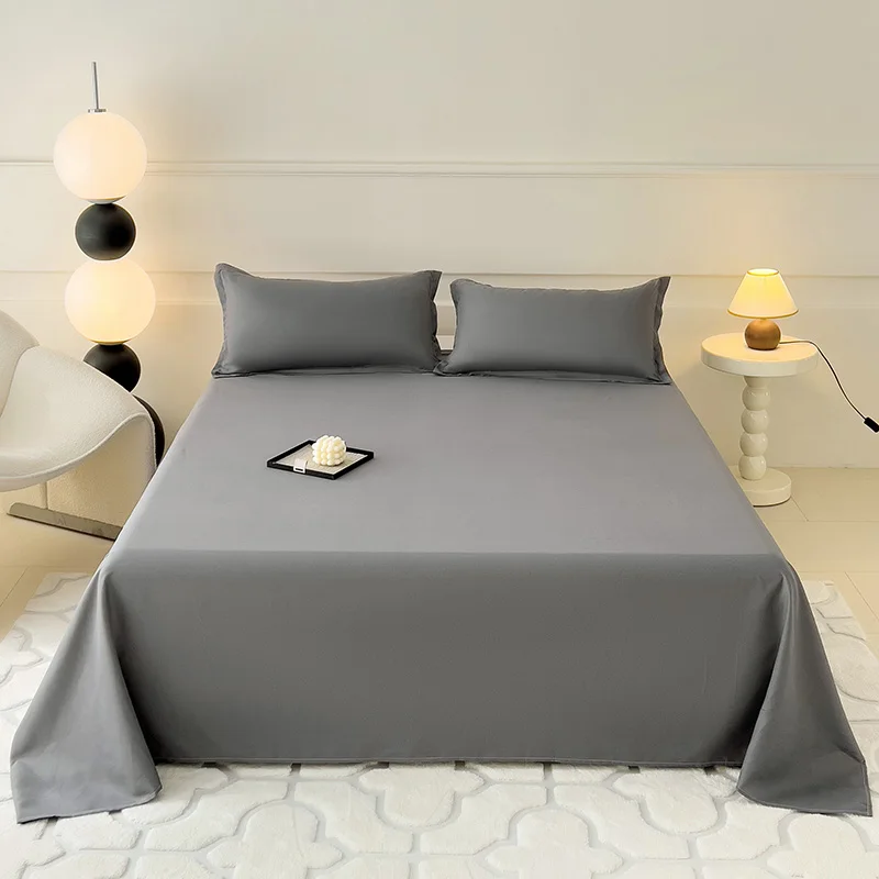 1 Stück Doppelbett-Flachbettlaken Einfarbig Weiches Heimtextilien-Bettlaken für Einzel-, Queen- und Kingsize-Betten