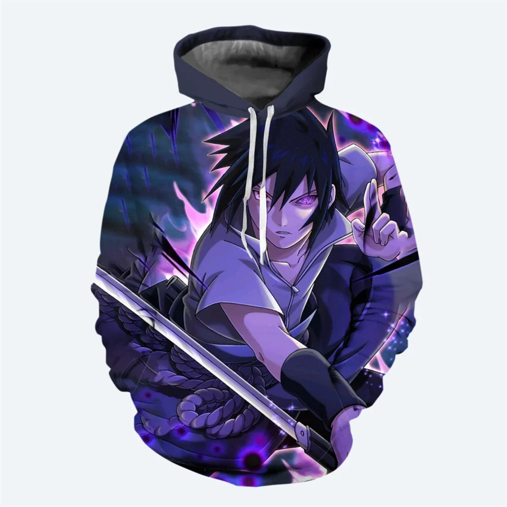 MINISO Men's Hoodie Uzumaki Naruto Boys and Girls Hoodie Oversized 3D Printed Pullover Sasuke Men's Hoodie Anime Men's Clothing