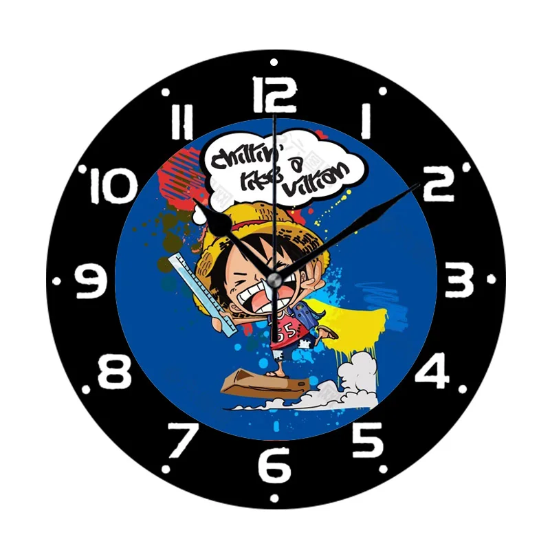 Cool Anime One Piece Poster Wall Clock Watch Big Modern Chopper Luffy Round Wall Clock Art for Living Room Bedroom 14inch Gift