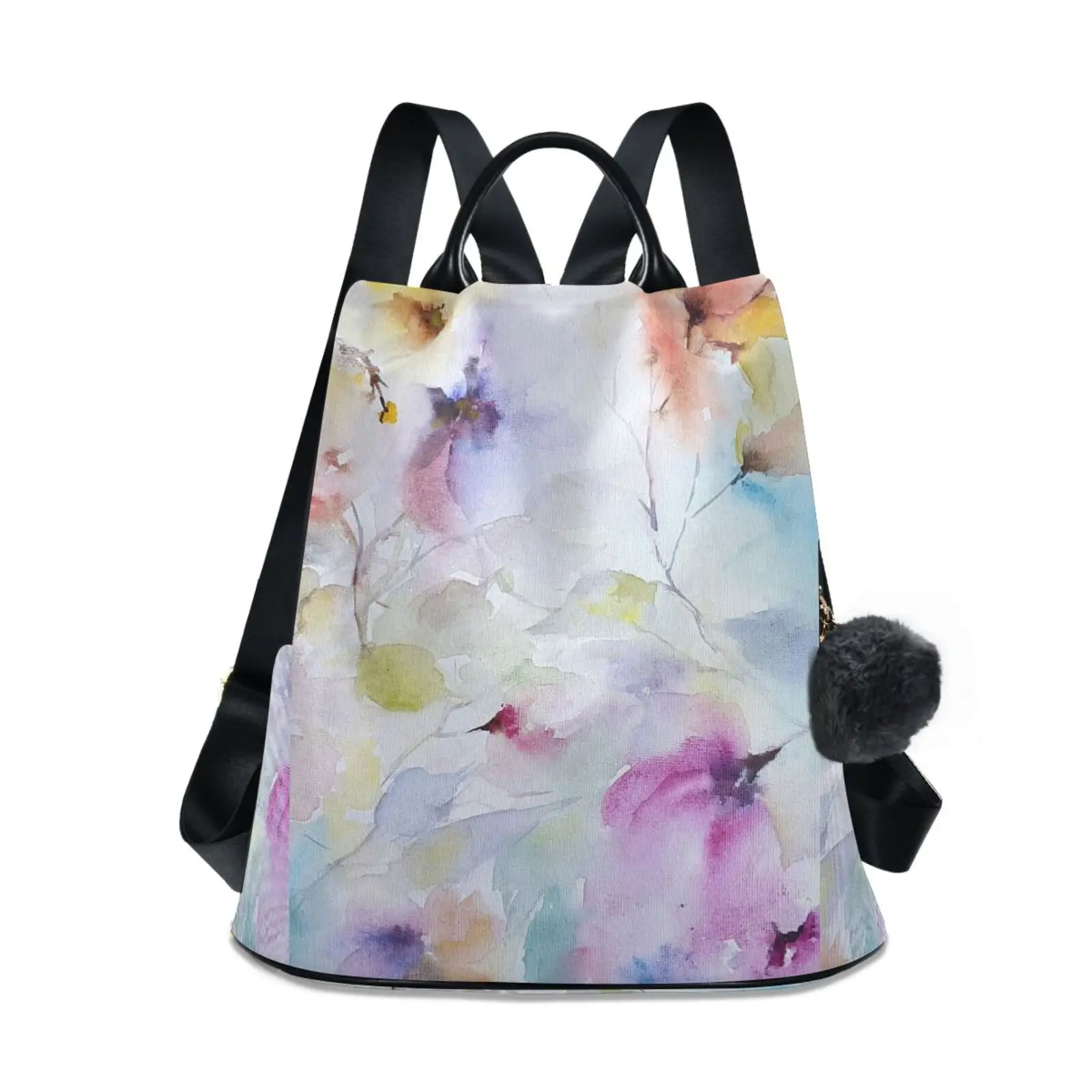 Mochila con estampado de flores para mujer, bolso de hombro de poliéster suave de alta calidad, gran capacidad, antirrobo, novedad