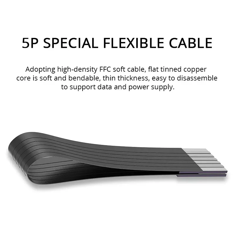 USB-C ประเภท C ชายซ้ายขวาขึ้นลงมุม 90 องศา USB 2.0 สายเคเบิลข้อมูลชาย 5P Type-C FFC สายแบนแบบยืดหยุ่น 0.1 M/0.2 M/0.5 M