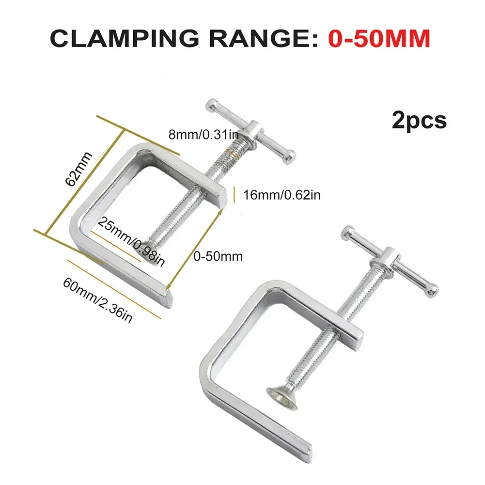 2Pcs 50-100mm Woodworking Fixture G-type Steel Strong F-clip Board Flat Steel Clamping Device C-type Rocker Carpentry DIY Clip