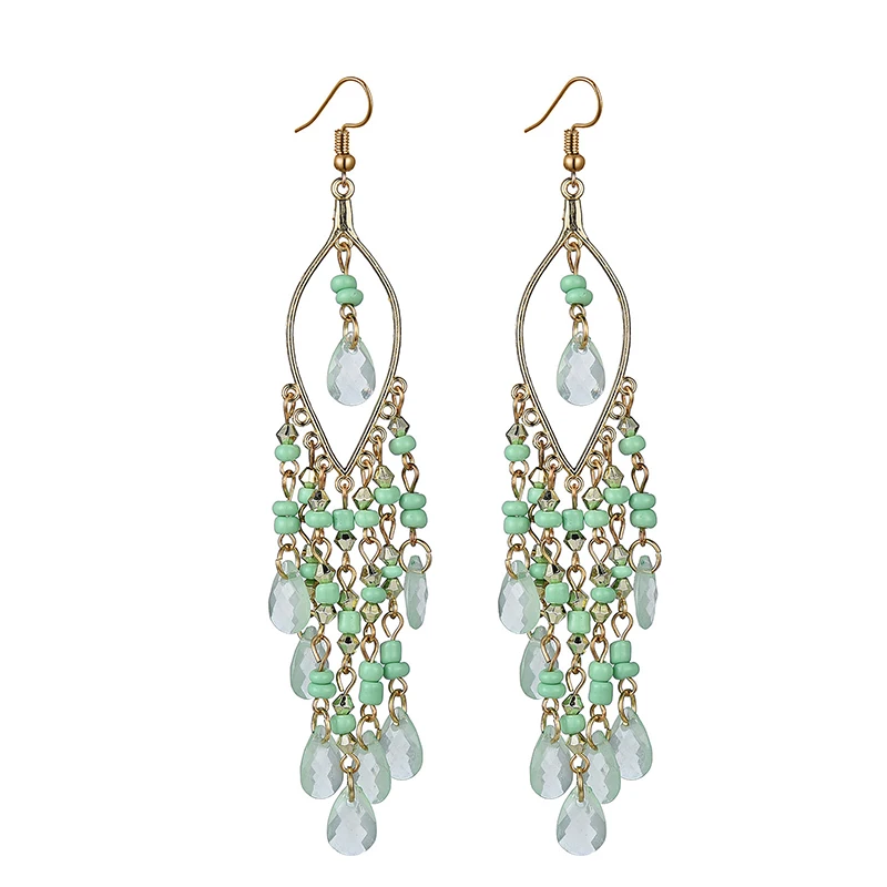 Ethnische Lange Acryl Wasser Tropfen Ohrringe für Frauen Retro Boho Gold Farbe Hohl Quaste Ohrringe Bijoux Femme Zubehör – Detail 28