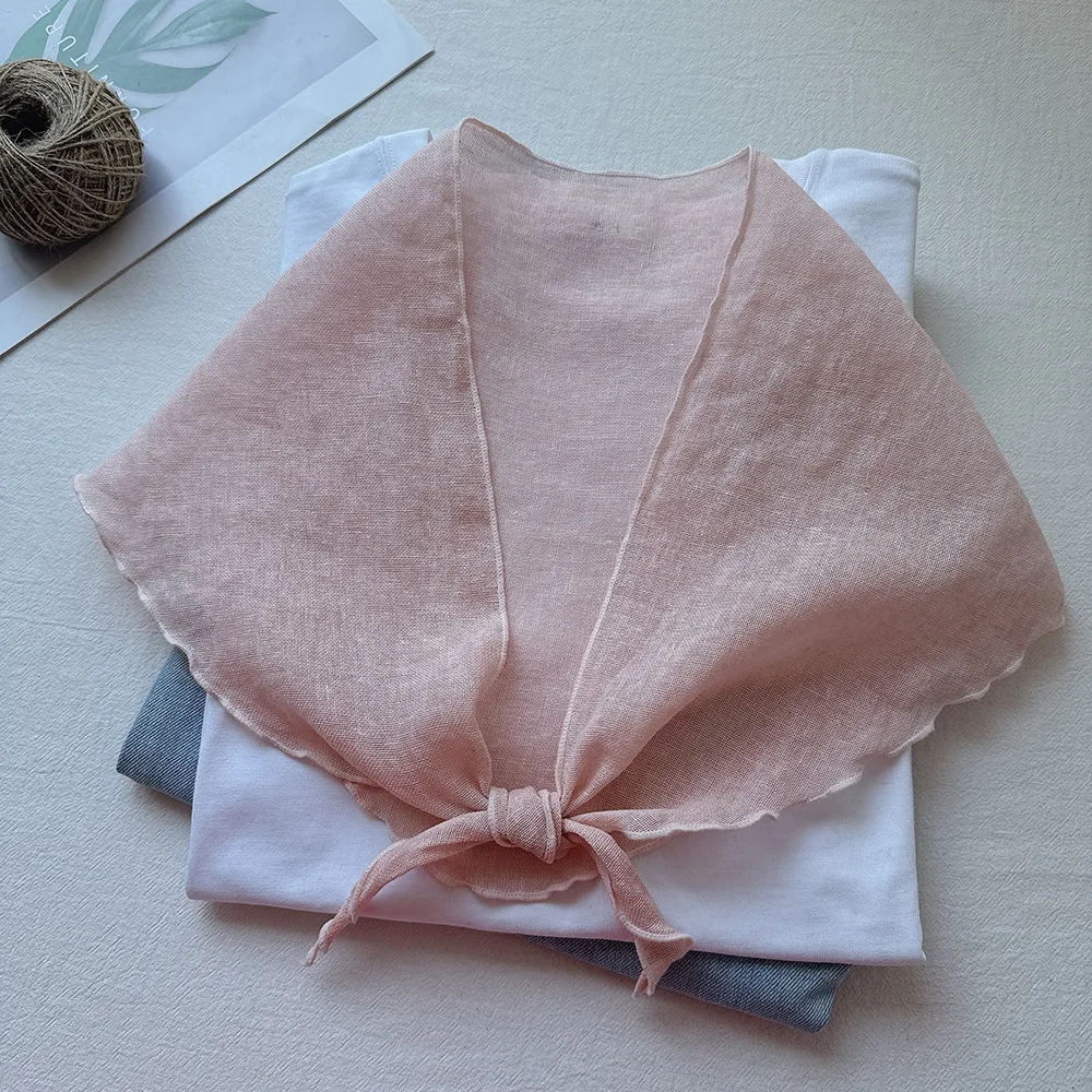 Linen Literary Triangle Scarf Women's Thin Skin-friendly and Breathable Small Temperament Versatile Lazy Neck Scarf