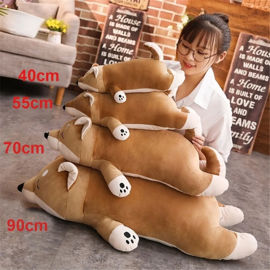 Almohadas de perro de peluche de dibujos animados, juguetes grandes, muñeco de perro Shiba Inu, Animal encantador, regalo de cumpleaños, almohada de felpa para niños