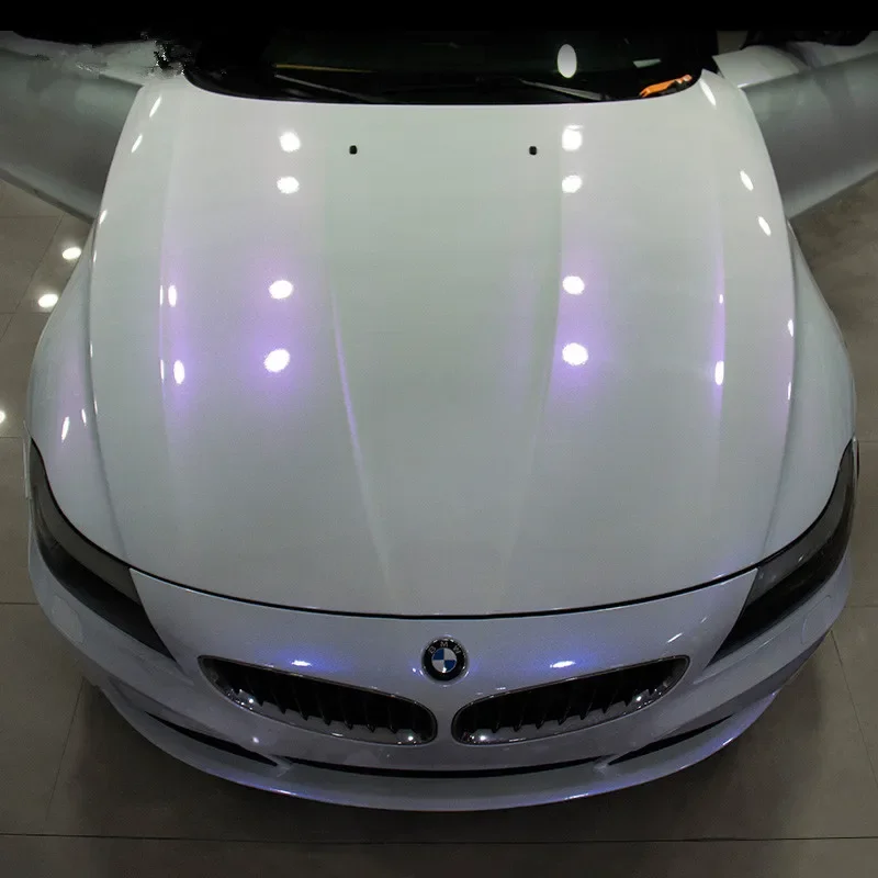 

2 шт., 50*150 см, белая пленка для кузова автомобиля, изменение цвета от белого до фиолетового, синего, виниловая пленка, защитные наклейки для стайлинга автомобилей