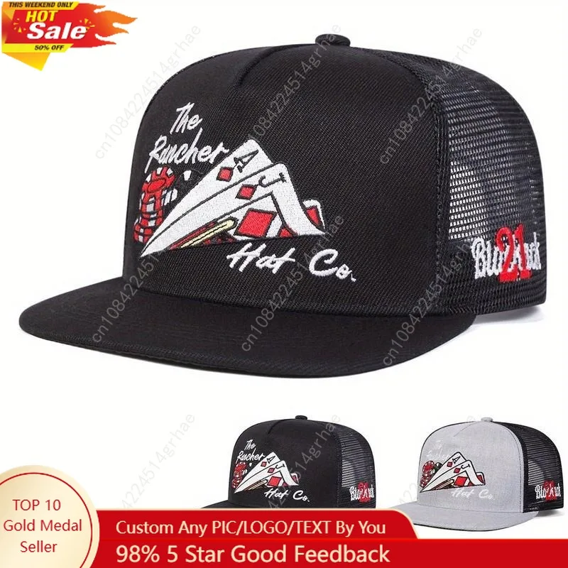 

Poker Hip Hop Hat Woman Men Mesh Hat Outdoor Adjustable Sunscreen Leisure Cap Embroidered Baseball Cap Cotton Outdoor Truck Hat