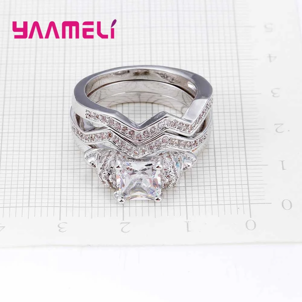 Wholesale High Quality 925 Sterling Silver Moving Geometric Pattern Square Crystal Ring Party Accessories For Women