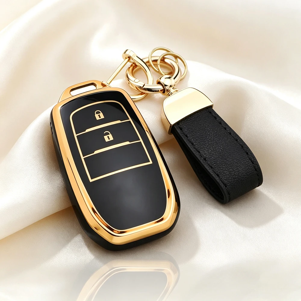 2 Buttons Car Key Case Cover For Toyota Land Cruiser 200 300 Prado Crown TLK 200 Yaris Cross Hilux Innova Fortuner Camry 55 Key