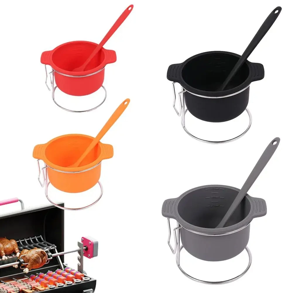 

Прижимные миски для приготовления пищи, силиконовые миски для приготовления пищи с кистью и подставкой, аксессуары для барбекю, многоразовые кухонные принадлежности, B13