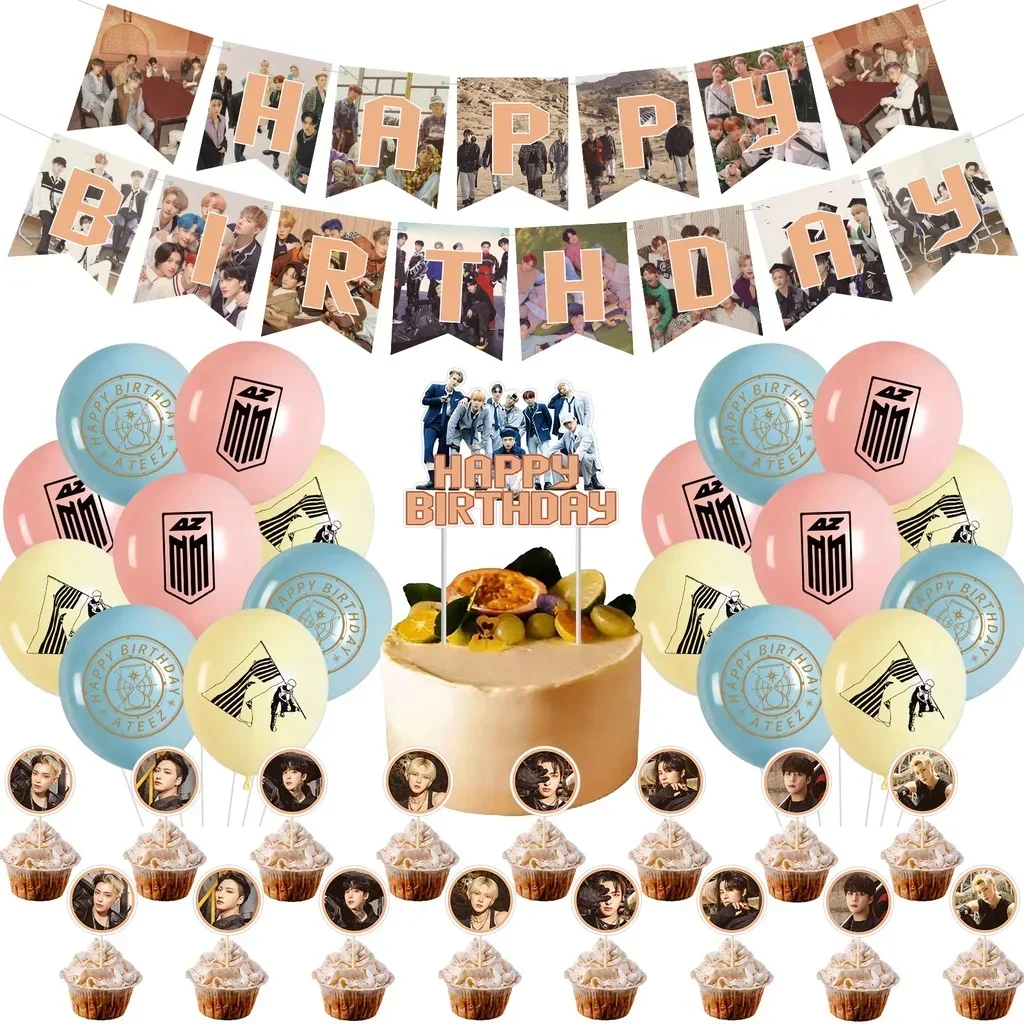 

Набор украшений для дня рождения Kpop Idol ATEEZ, тематические воздушные шары