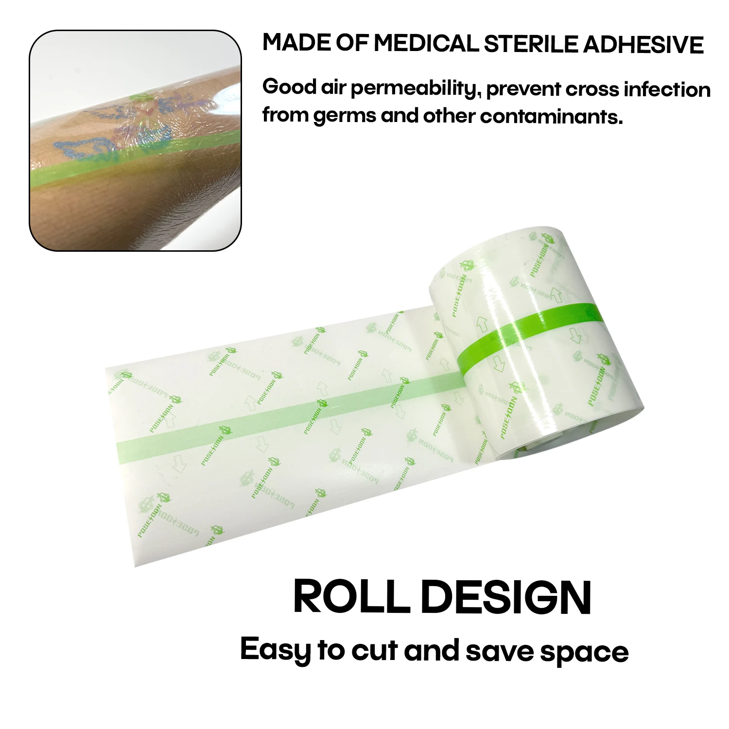 1.8/5/10m POSEIDON Tattoo Healing Film Waterproof Protective  Skin Repair Wrap Roll  Transparent Tattoo Repair Stickers