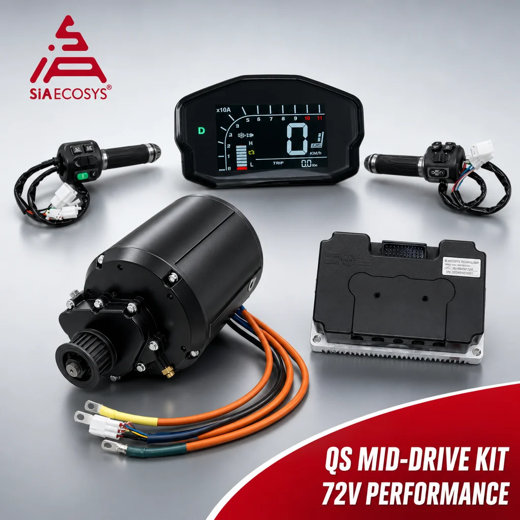 QSMOTOR QS138 90H V3 4000W Liquid Cooled Mid Drive Motor Kit with Fardriver ND72680 Programmable Controller 72V  forE-Motorcycle