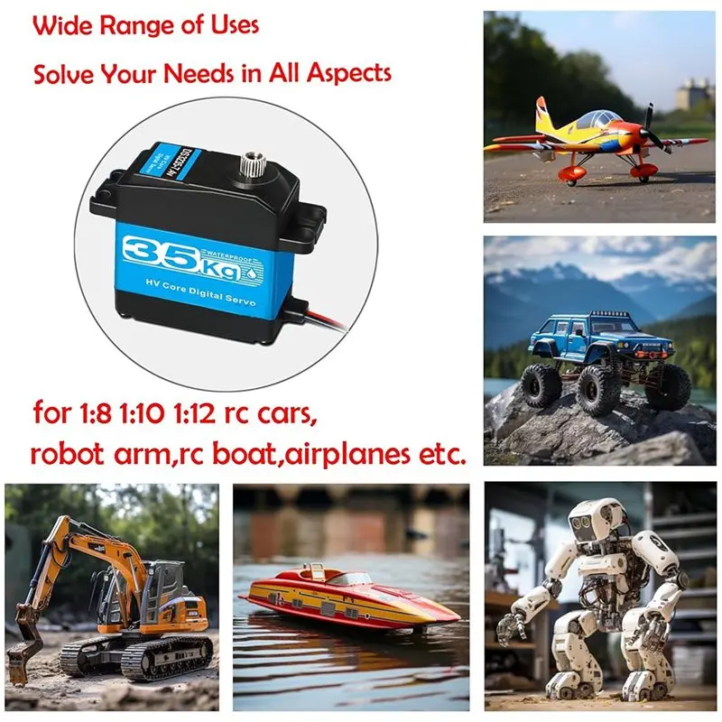 B03B-For DIY Robotic RC Car Parts- High Torque Waterproof 2 Pack RC Servo 35KG Steering Servo 7.4V Digital Motor Gear