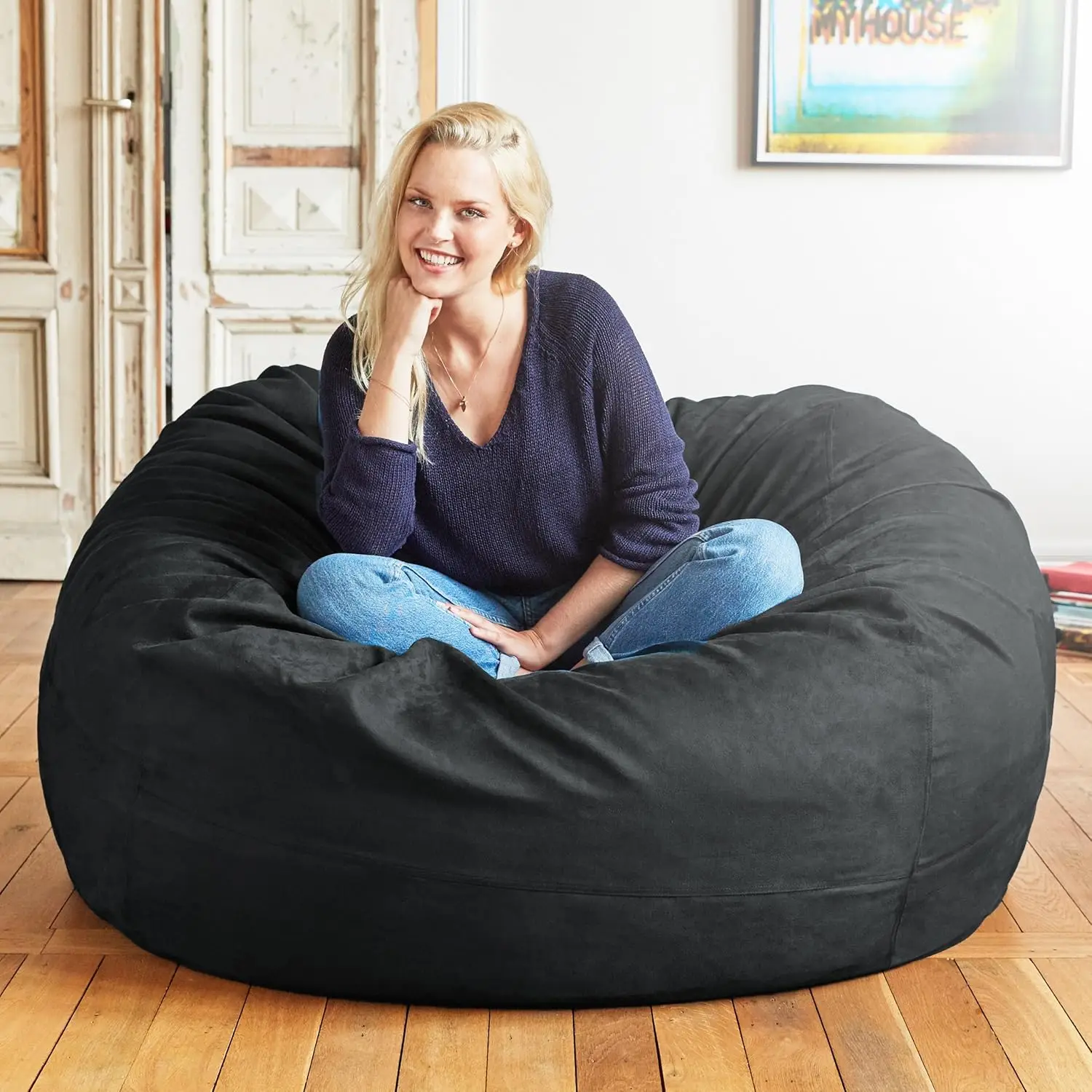 Lumaland Luxurious 4Ft Bean Bag Chair With Microsuede Cover - Ultra Soft, Foam Filling, Washable Medium Bean Bag Sofa For Kids,