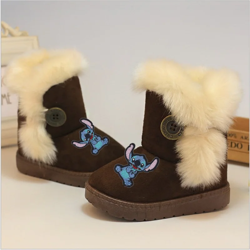 

Disney Mickey Mouse Stitch Kids Fleece Thickened Cotton Boots Warm Cotton Shoes Boys and Girls Winter Warm Short Boots Casual Sh