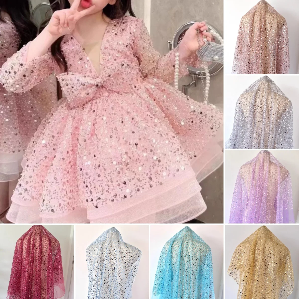 

Зашифрованная вышивка бисером, вышивка блестками, мягкая сетчатая ткань, шитье свадебного платья, сценический костюм, детская одежда, ткань «сделай сам»