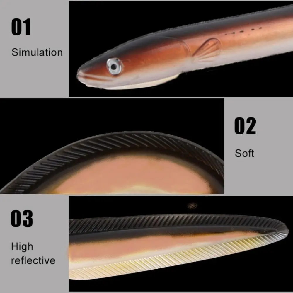 

2 PCS Soft PVC EEL Lure Brown Fishing Accessories Eel Fishing Lure 30CM Length Fishing Bait Saltwater Fishing