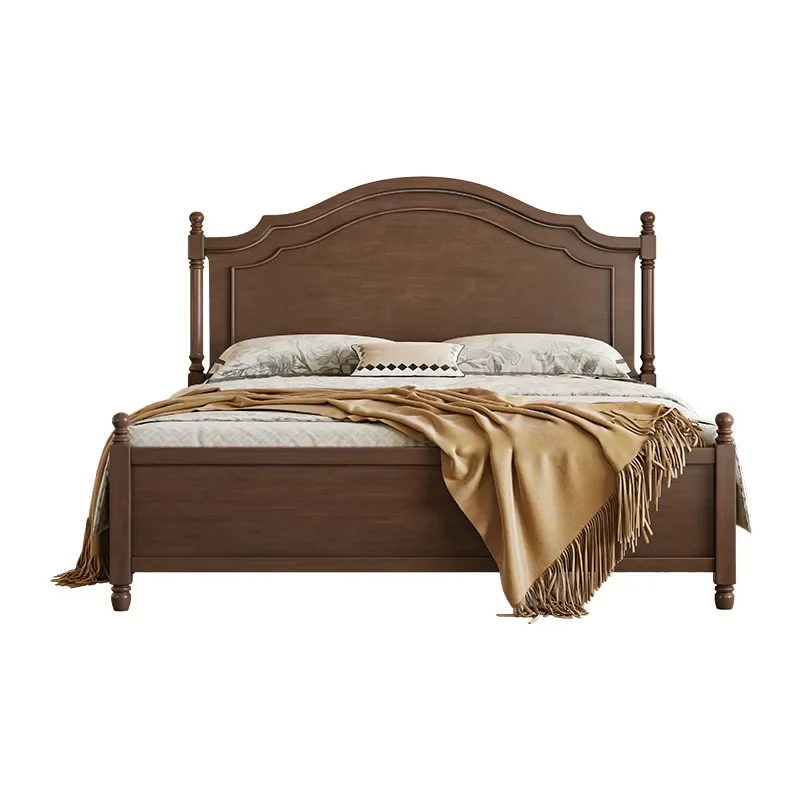 

American Solid Wood Double 1.5 Meters 1.8 Meters Medieval French Bed Light Luxury Wedding Bed Master Bedroom