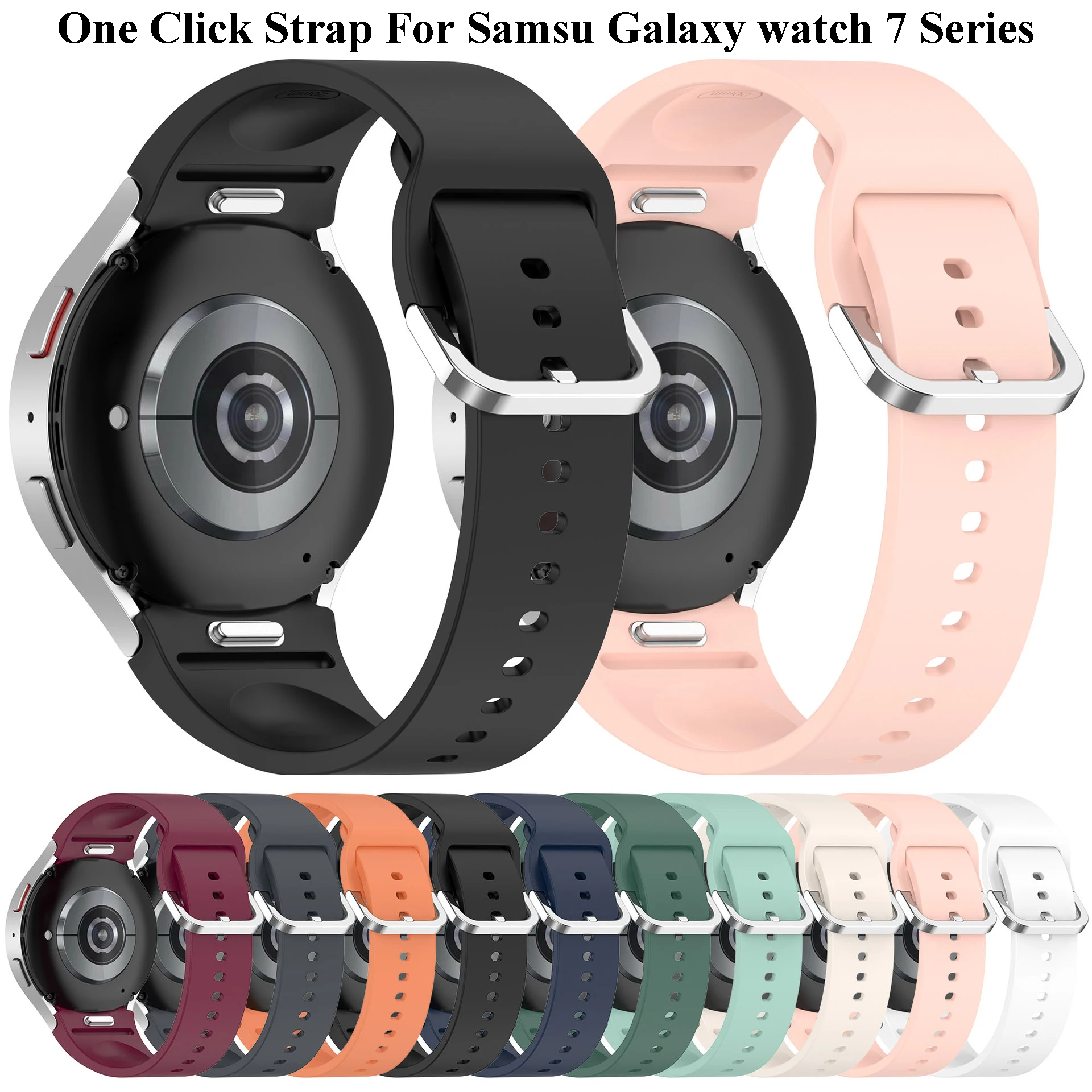 Original Silicone Strap for Samsung Galaxy Watch 7 6 5 Band 44mm 40mm FE Sport Band For Galaxy Watch 6 Classic 43mm 47mm Strap