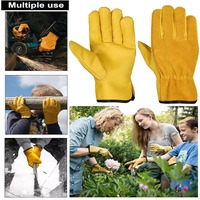 Cowhide Leather Welding Gloves Safety Flame Retardant Gardening Gloves Palm Reinforced Heat Resistant Anti-cutting Glove