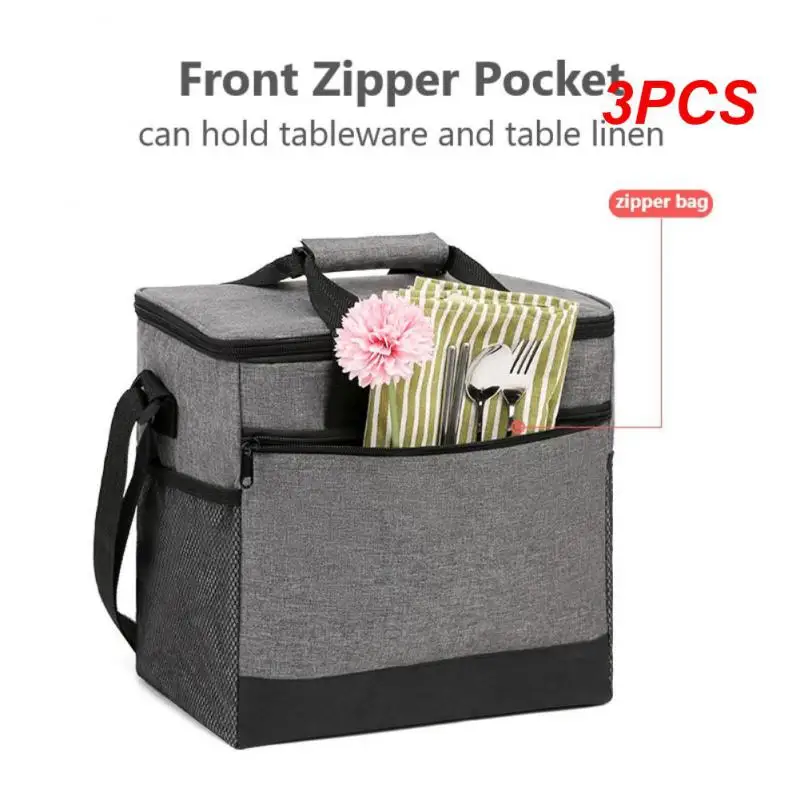 3PCS Super Large 32L Thermal Cooler Bag with Hard Liner Insulated Picnic Lunch Box Fresh Drinking for Camping BBQ Outdoor