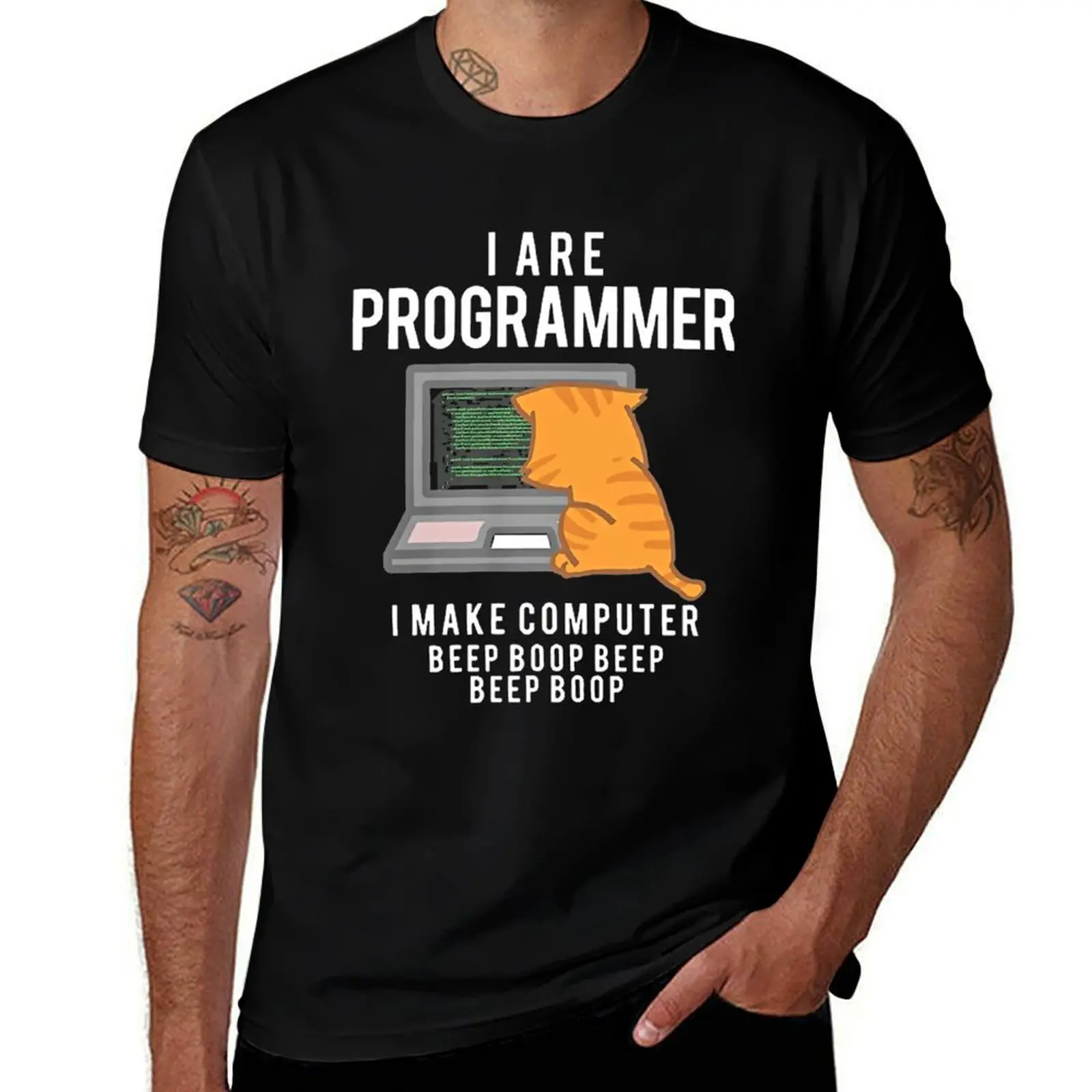 Cat I Are Programmer I Make Computer Beep Boop Beep Beep Boop T-Shirt summer shirt vintage clothes big and tall t shirts for men