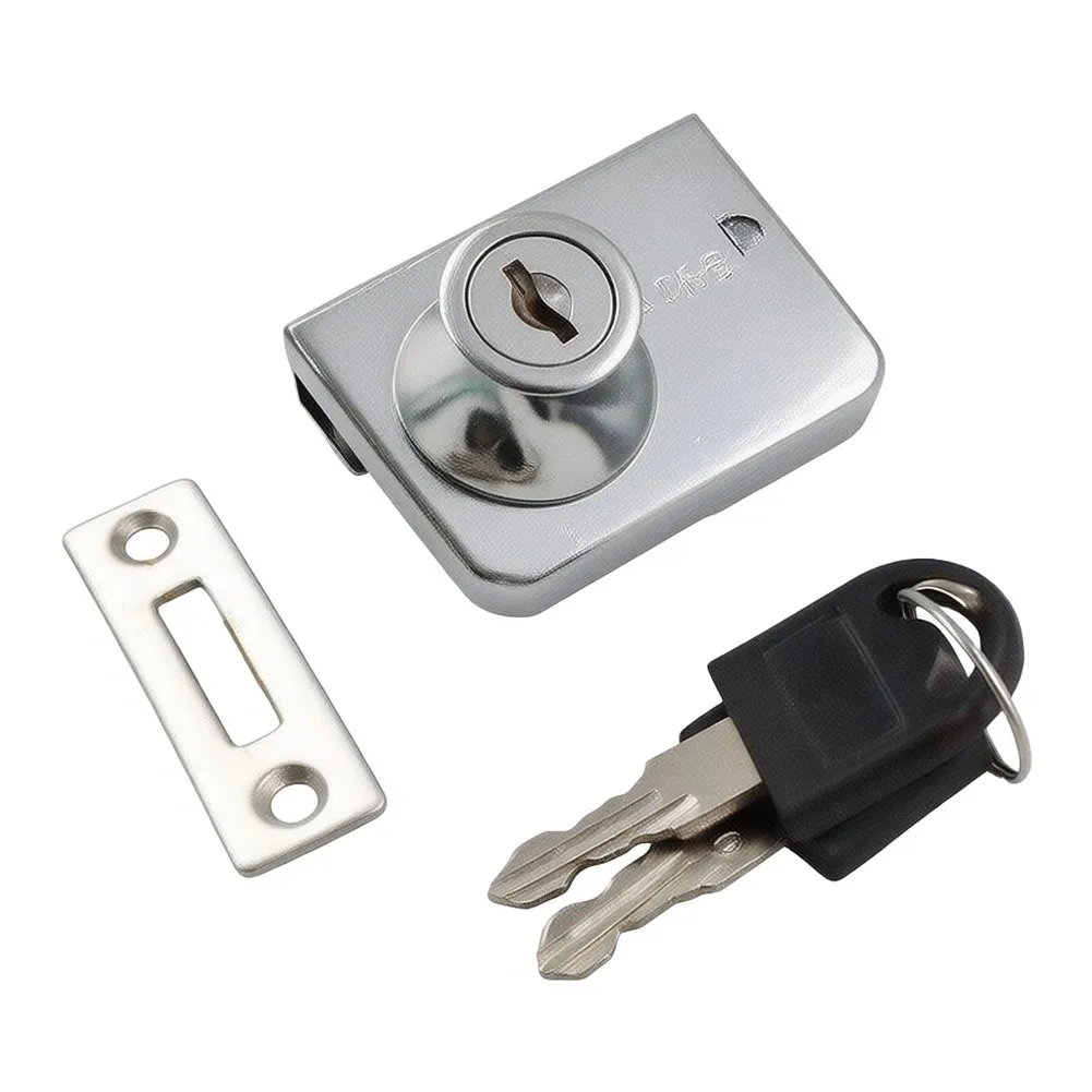Secure No-Drill Glass Door Lock for Cabinets and Glass Showcases Cold Rolled Steel Silver Finish 4pcs or 8pcs Set